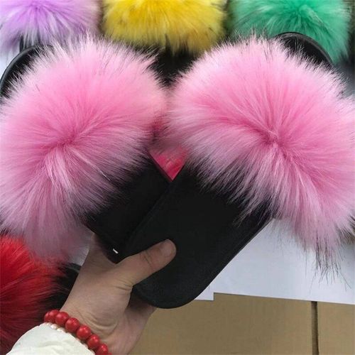 Pantoufles En Fourrure Moelleuse Pour Femmes, Chaussures De Luxe, Tongs En Fourrure Chaude D'intrieur Pour Dames, Nouvelle Collection 2021