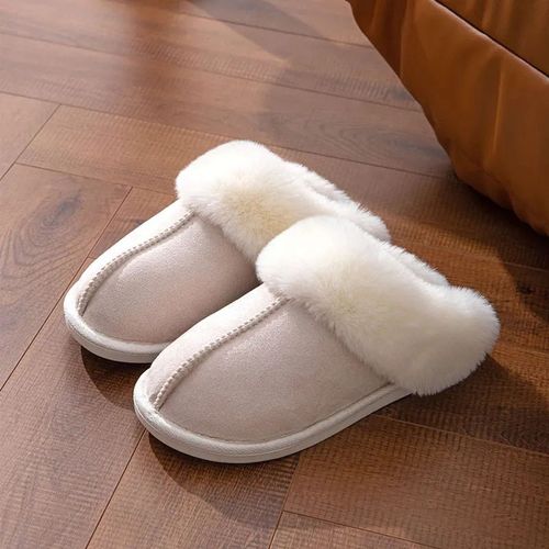 Pantoufles En Fourrure Plates Et Chaudes Pour Femme,Chaussures En Coton,Faux Daim,Moelleux,Pour La Maison,Confortables,Antidrapantes,Pour L'intrieur,Collection Hiver 2023
