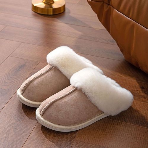 Pantoufles En Fourrure Plates Et Chaudes Pour Femme,Chaussures En Coton,Faux Daim,Moelleux,Pour La Maison,Confortables,Antidrapantes,Pour L'intrieur,Collection Hiver 2023 - 44-45