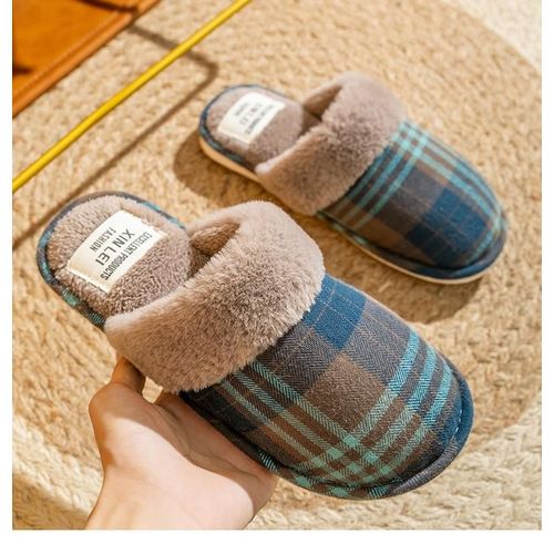 Pantoufles En Fourrure Pour Femme Et Homme, Chaussures Chaudes D'hiver, En Daim, Peluche, Intrieur Et Extrieur, En Coton, Mousse  Mmoire De Forme - 42 1/2