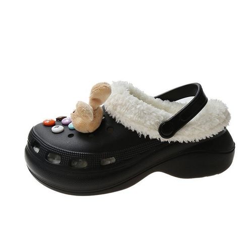 Pantoufles En Fourrure Pour Femmes, Chaussures Chaudes,  Enfiler, Mignonnes, En Peluche, Sabots En Coton, Chaussures D'extrieur, Automne Hiver - 35