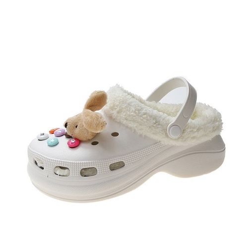 Pantoufles En Fourrure Pour Femmes, Chaussures Chaudes,  Enfiler, Mignonnes, En Peluche, Sabots En Coton, Chaussures D'extrieur, Automne Hiver - 38