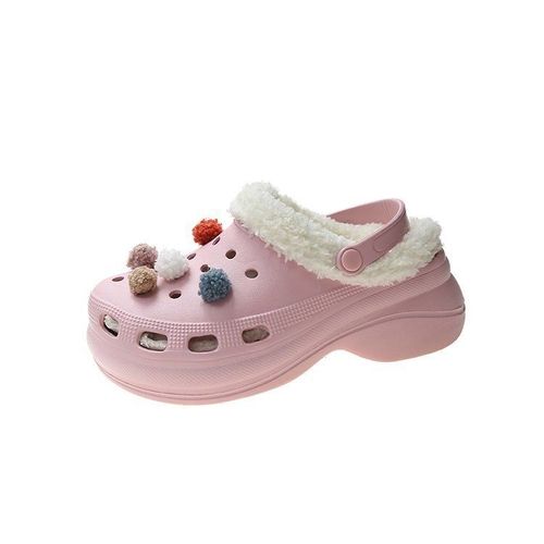 Pantoufles En Fourrure Pour Femmes, Chaussures Chaudes,  Enfiler, Mignonnes, En Peluche, Sabots En Coton, Chaussures D'extrieur, Automne Hiver - 36