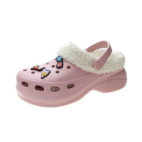 Pantoufles En Fourrure Pour Femmes, Chaussures Chaudes,  Enfiler, Mignonnes, En Peluche, Sabots En Coton, Chaussures D'extrieur, Automne Hiver - 39