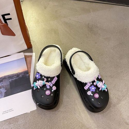 Pantoufles En Fourrure Pour Femmes, Chaussures Chaudes,  Enfiler, Mignonnes, En Peluche, Sabots En Coton, Chaussures D'extrieur, Automne Hiver - 38