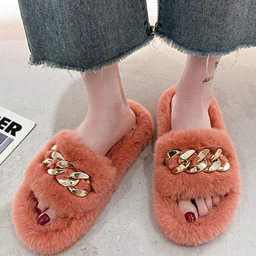 Pantoufles En Fourrure Pour Femmes, Chaussures En Peluche Pour Dames, Sandales Moelleuses En Poils De Renard, Pantoufles Chaudes D'hiver, 2021