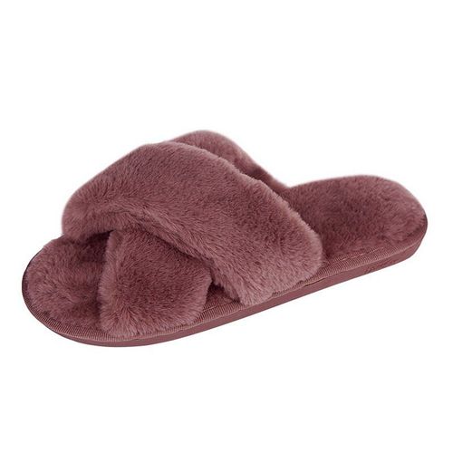 Pantoufles En Fourrure Solide Pour Femmes, Chaussures De Maison Pelucheuses, Tongs Avec Sandales En Fourrure,  La Mode, t, 2021