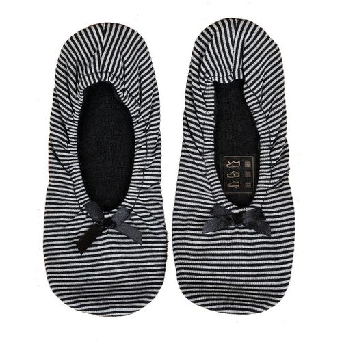 Pantoufles Femme Infinitif Chaussons Ballerines Ballerine Rayures Noir