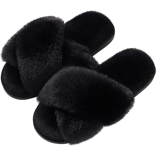 Pantoufles Floues Pour Femmes Pantoufles De Maison En Mousse  Mmoire De Forme  Bande Croise  Bout Ouvert7-8