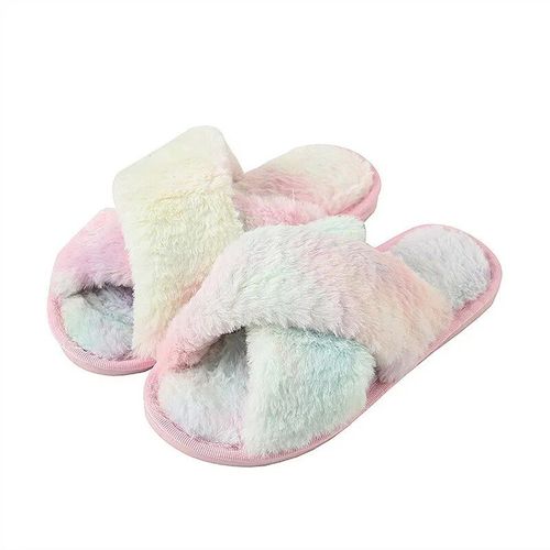 Pantoufles Fourres Croises Pour Femmes,Design,Chaussures D'intrieur Plates,Tongs Pour Dames,Hiver 2023