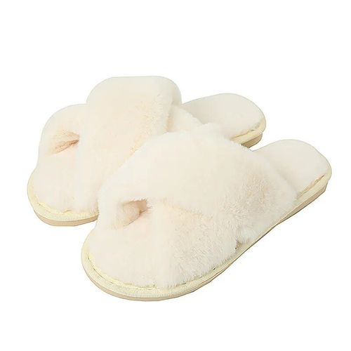 Pantoufles Fourres Croises Pour Femmes,Design,Chaussures D'intrieur Plates,Tongs Pour Dames,Hiver 2023