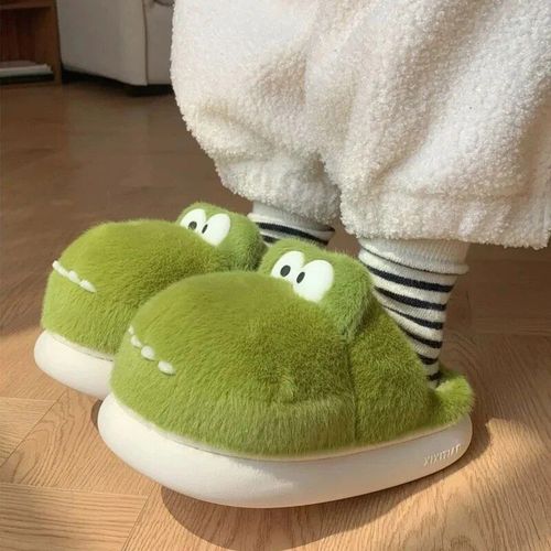 Pantoufles Krasno-Pantoufles En Fourrure Moelleuses Pour Femmes,Chaussures  Semelle Optique  Plate-Forme,Toboggans De Maison En Mousse  Mmoire De Forme Kawaii,Noir Et Blanc,Mignon,Hiver,2023
