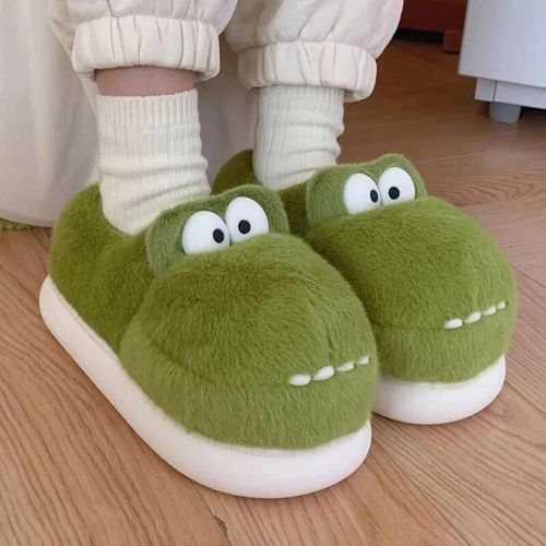 Pantoufles Krasno-Pantoufles En Fourrure Moelleuses Pour Femmes,Chaussures  Semelle Optique  Plate-Forme,Toboggans De Maison En Mousse  Mmoire De Forme Kawaii,Noir Et Blanc,Mignon,Hiver,2023