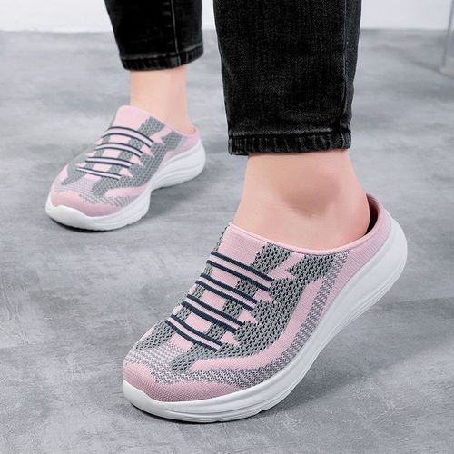 Pantoufles Lgres  Bout Rond Pour Femmes, Mules Plates, Pantoufles De Maison Souples, Diapositives Quatre Saisons Noires, Chaussures Paresseuses En Maille Dcontractes - 37