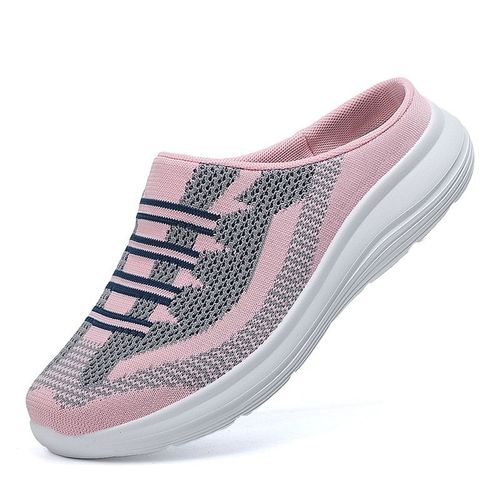 Pantoufles Lgres  Bout Rond Pour Femmes, Mules Plates, Pantoufles De Maison Souples, Diapositives Quatre Saisons Noires, Chaussures Paresseuses En Maille Dcontractes - 38