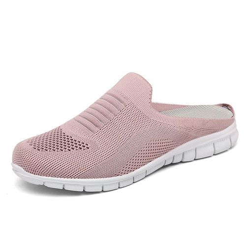 Pantoufles Lgres  Bout Rond Pour Femmes, Mules Plates, Pantoufles De Maison Souples, Diapositives Quatre Saisons Noires, Chaussures Paresseuses En Maille Dcontractes - 38