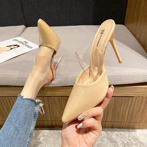 Pantoufles Muller  Talons Hauts Pointus Pour Femmes,Chaussures D't Pour Femmes,Dcoration En Mtal,Fte Peu Profonde,Mode Fminine - 42