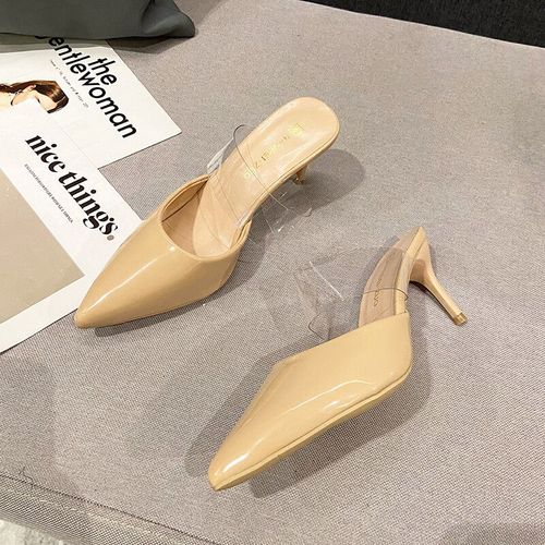 Pantoufles Muller  Talons Hauts Pointus Pour Femmes,Chaussures D't Pour Femmes,Dcoration En Mtal,Fte Peu Profonde,Mode Fminine - 35