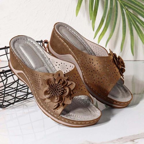 Pantoufles Orthopdiques En Cuir Souple Pour Femmes, Nouvelle Collection De Chaussures  La Mode, Support D'arc, 2021 - 42