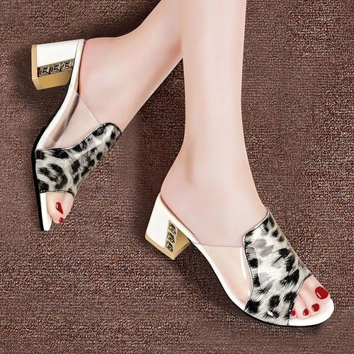 Pantoufles Peep Parker  Talons Hauts Pour Femmes,Chaussures D't  Talons Carrs,Pantoufles  La Mode Pour Dames,Chaussures  Talons Optiques - 40
