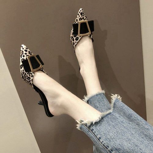 Pantoufles Plates De Marque Pour Femmes, Mules  Enfiler, Chaussures Lopard, Pantoufles De Maison, Mules  Talons Bas, Chaussures  La Mode Pour Dames - 39