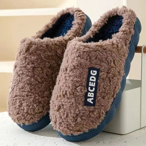 Pantoufles Plates En Fourrure Douce Pour Homme,Chaussures D'niken Coton  Semelles Optiques,Tendance,Hiver