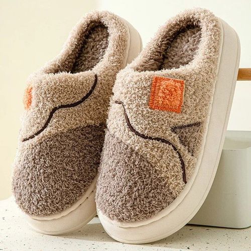 Pantoufles Plates En Fourrure Douce Pour Homme,Chaussures D'niken Coton  Semelles Optiques,Tendance,Hiver