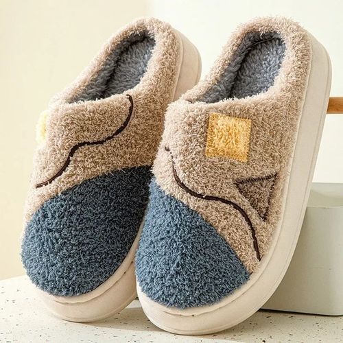 Pantoufles Plates En Fourrure Douce Pour Homme,Chaussures D'niken Coton  Semelles Optiques,Tendance,Hiver