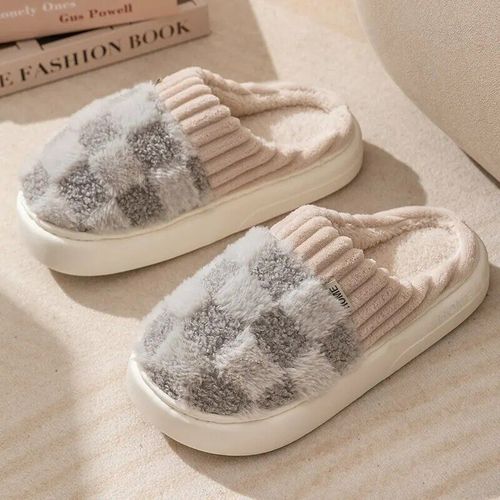 Pantoufles Plates En Fourrure Douce Pour Homme,Chaussures D'niken Coton  Semelles Optiques,Tendance,Hiver - 44-45