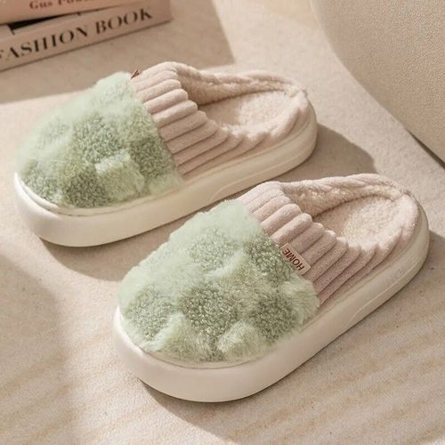 Pantoufles Plates En Fourrure Douce Pour Homme,Chaussures D'niken Coton  Semelles Optiques,Tendance,Hiver