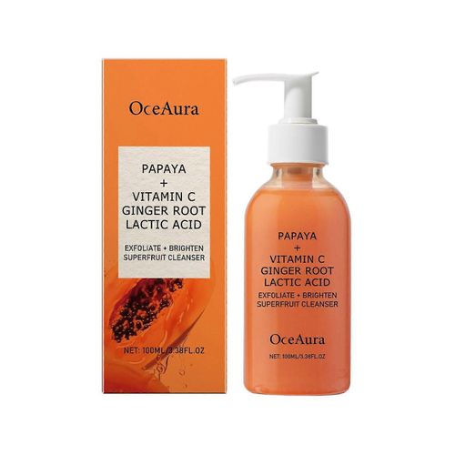 Papaye + Vitamine C Racine De Gingembre Nettoyant Exfoliant A L'acide Lactique, Nettoyant Doux Pour Le Visage En Mousse Quotidienne, Nettoyant Eclaircissant Et Exfoliant, Hydratant Et