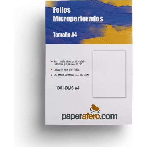 Paperafre - Feuilles Perfores A4 | Lot De 100 Feuilles A4 80 G Avec Une Micro-Perceuse En Deux Divisant En 2 A5 | Convient Pour Imprimantes  Toner Et  Jet D'encre Papier A4 De Bureau Et Papeterie