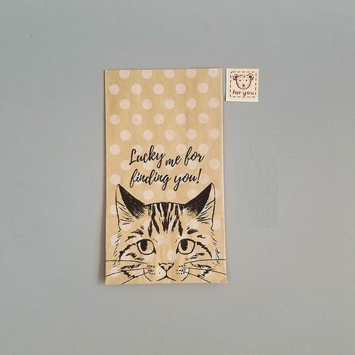 Papier Cadeau ,White Cat-L24x12.5x7.5cm--Sac Cadeau En Papier Kraft Pour Chat, 10 Pices, Emballage De Mariage, Bonbons, Cookies, Fa