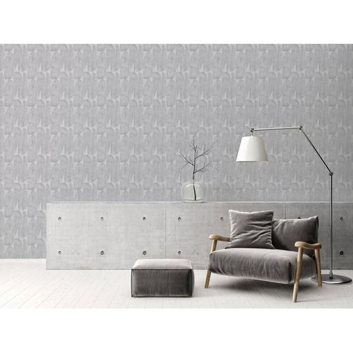 Papier Peint  Motifs Graphiques Profhome 396582-Gu Papier Peint Intiss Lgrement Textur Design Mat Gris Gris-Argent 5,33 M2