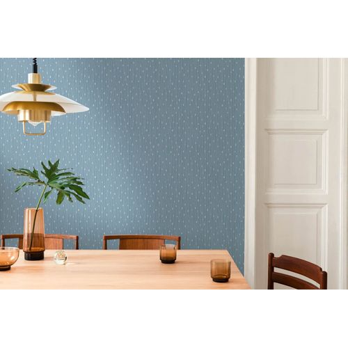 Papier Peint  Rayures Profhome 388222-Gu Papier Peint Intiss Gaufr  Chaud Lgrement Textur Design Subtilement Scintillant Bleu Argent 5,33 M2