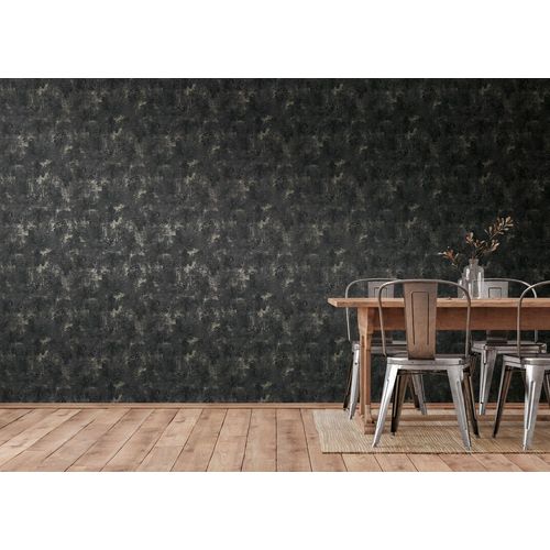 Papier Peint Aspect Crpi Profhome 388234-Gu Papier Peint Intiss Gaufr  Chaud Textur Avec Une Texture Tangible Et Des Accents Mtalliques Noir Or Anthracite 5,33 M2