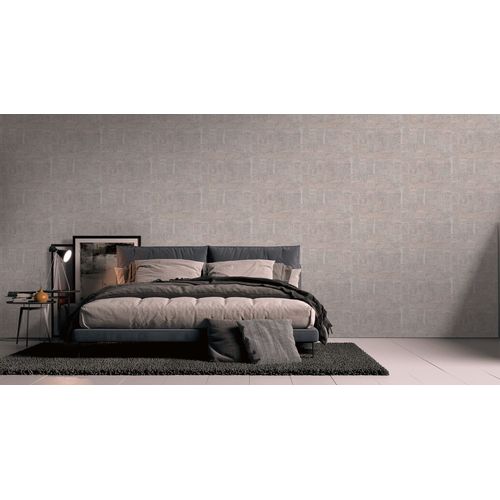 Papier Peint Aspect Pierre Carrelage Profhome 396712-Gu Papier Peint Intiss Gaufr  Chaud Textur Au Look Mtallis Beige Gris 5,33 M2