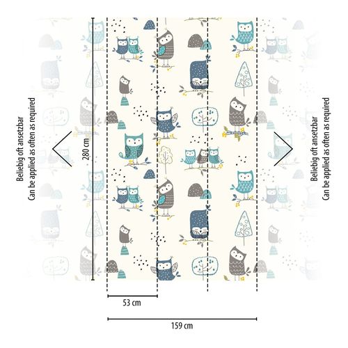 Papier Peint Photo Profhome 391901-Gu Papier Peint Intiss Gaufr  Chaud Lisse Avec Un Dessin Infantile Mat Crme Bleu Gris Jaune 1,59 M X 2,8 M