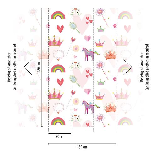 Papier Peint Photo Profhome 391931-Gu Papier Peint Intiss Gaufr  Chaud Lisse Avec Un Dessin Infantile Mat Rose Blanc Rose Vif Jaune 1,59 M X 2,8 M