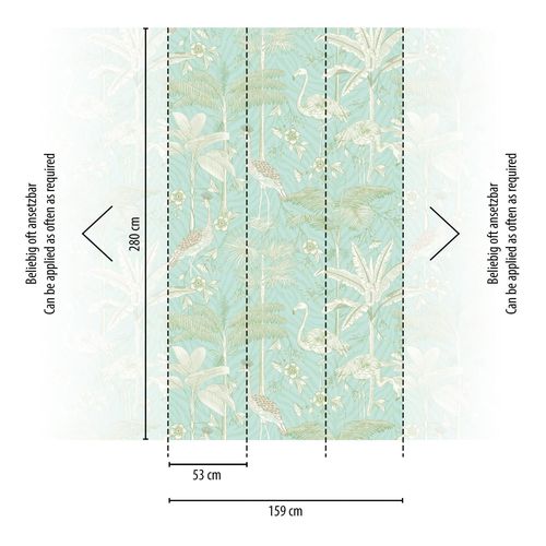 Papier Peint Photo Profhome 392061-Gu Papier Peint Intiss Gaufr  Chaud Lisse Avec Des Motifs Animaux Mat Turquoise Blanc Vert 1,59 M X 2,8 M