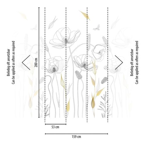 Papier Peint Photo Profhome 392121-Gu Papier Peint Intiss Gaufr  Chaud Lisse Avec Un Dessin Floral Mat Blanc Noir Jaune 1,59 M X 2,8 M