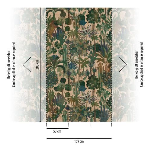 Papier Peint Photo Profhome 398631-Gu Papier Peint Intiss Gaufr  Chaud Lisse Au Design De Jungle Mat Vert Beige Brun Bleu 1,59 M X 2,8 M