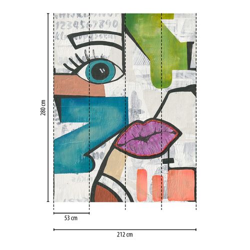 Papier Peint Photo Profhome 398881-Gu Papier Peint Intiss Gaufr  Chaud Lisse Graffiti Mat Bleu Violet Vert Gris 2,12 M X 2,8 M