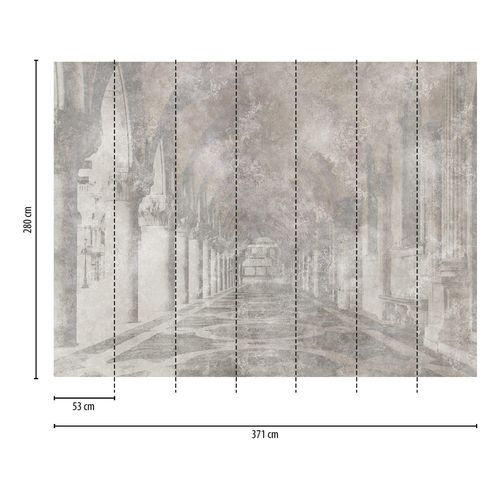Papier Peint Photo Profhome 399151-Gu Papier Peint Intiss Gaufr  Chaud Lisse Avec Des Motifs D'architecture Mat Gris Beige 3,71 M X 2,8 M