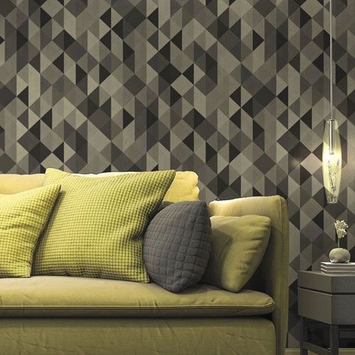 Papier Peint Vinyle Sur Intiss - Gold Chic - Motif Triangle Decoweb.Com - Rouleau(X)
