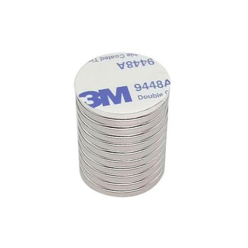 Paquet De 10 Aimants En Nodyme Super Puissants Avec Support Autocollant Argent 15 X 3mm
