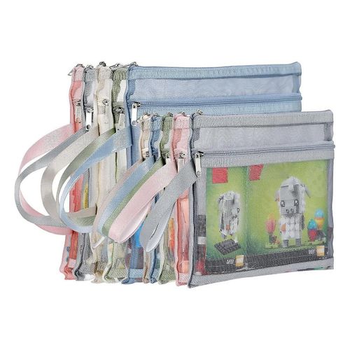 Paquet De 10 Sacs De Pochette  Fermeture clair En Maille  Double Couche Colore, Ensembles De Blocs De Construction Et Rangement De Jouets Et Organisation 5pcs A4 + 5pcs A5