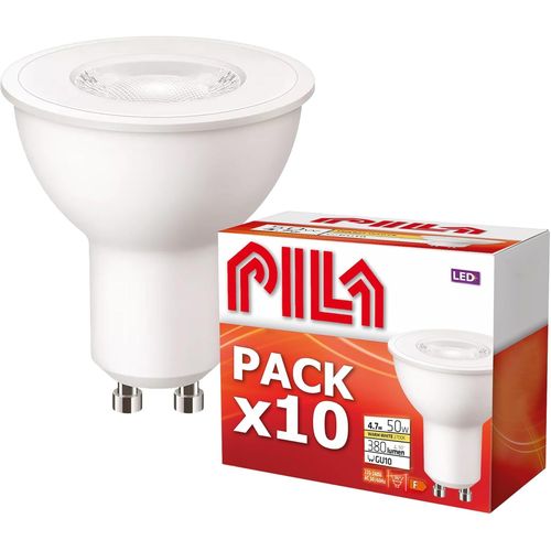 Paquet De 10 Spots Led, 4,7 W (= 50 W Halogne), 400 Lumens, 36, Non Dimmable, Sans Transformateur (Culot Gu10), Irc80, Lumire Blanche Chaude (2700 K), Dure De Vie De 15 000 H[Amp747881]