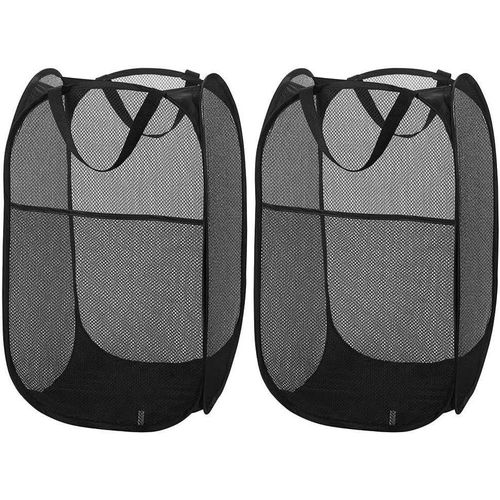Paquet De 2 Paniers  Linge Escamotables En Filet, Panier  Linge Pliable Poignes Durables Portable Facile  Ouvrir Et  Plier [Noir]