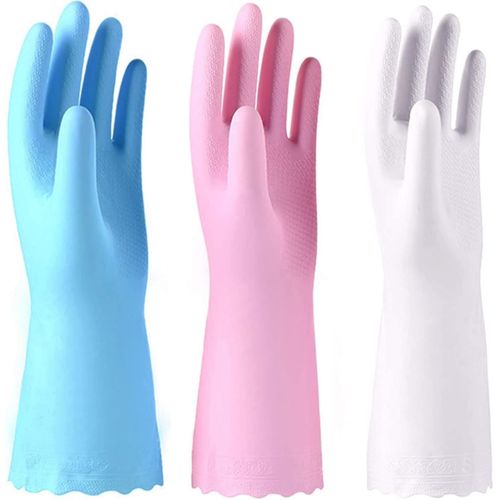Paquet De 3 Gants De Nettoyage Rutilisables Sans Latex Avec Floc De Coton